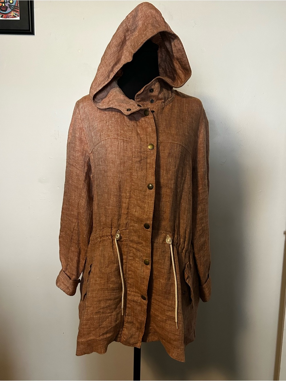 Women’s Hooded Lightweight Brown Coat Jacket